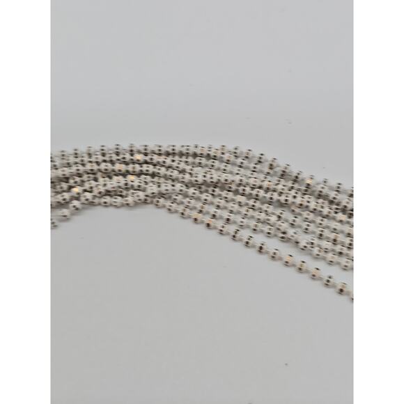 Vintage Petite White & Brass Metal Ball Knotted Tassel Multi Chain 26" Necklace - Picture 10 of 16